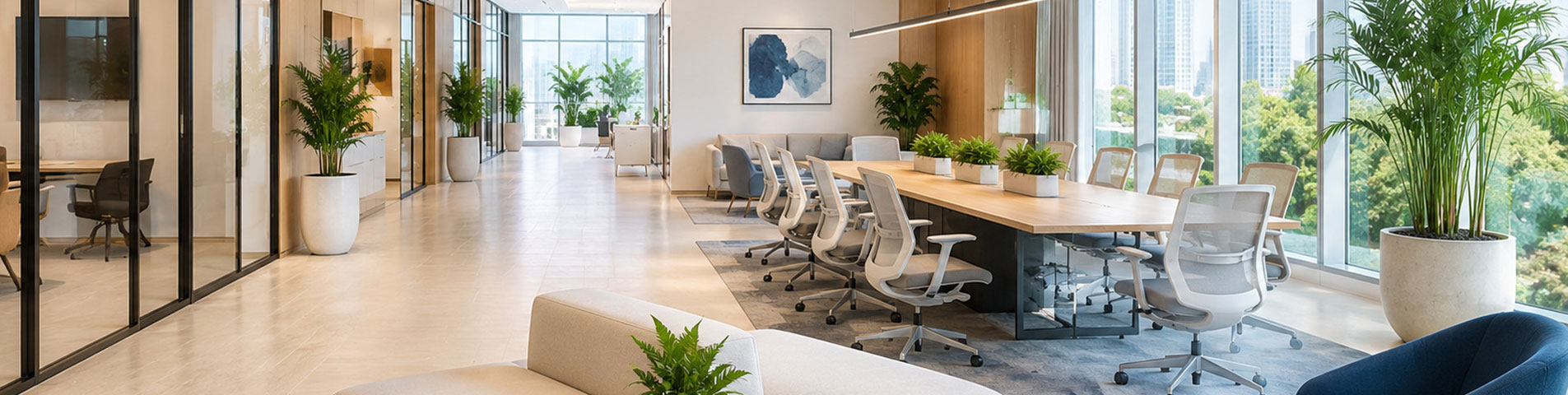 Modern layout showcasing a managed office workspace